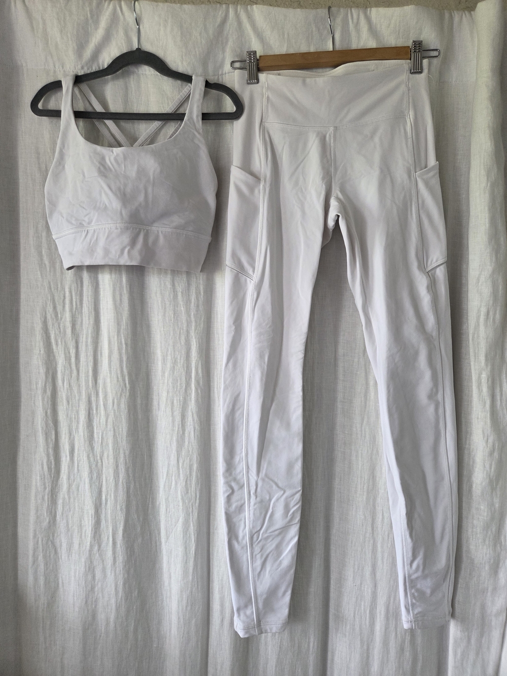 Lululemon Athletica | (2) Set White High-Rise Leggings with Sports Bra